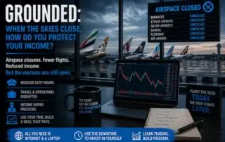 aviation professionals affected by airspace closure using trading skills to protect income