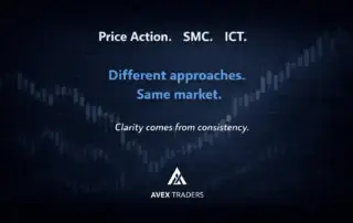 Price action vs SMC vs ICT trading approaches showing consistency is key in forex trading