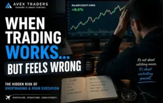 trader reviewing trading results feeling stressed despite profit due to overtrading and poor execution