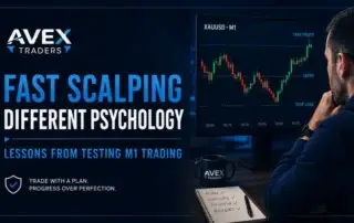 trader testing fast scalping psychology on M1 chart