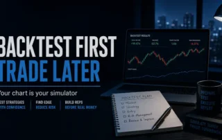 trader backtesting strategy on chart before live trading