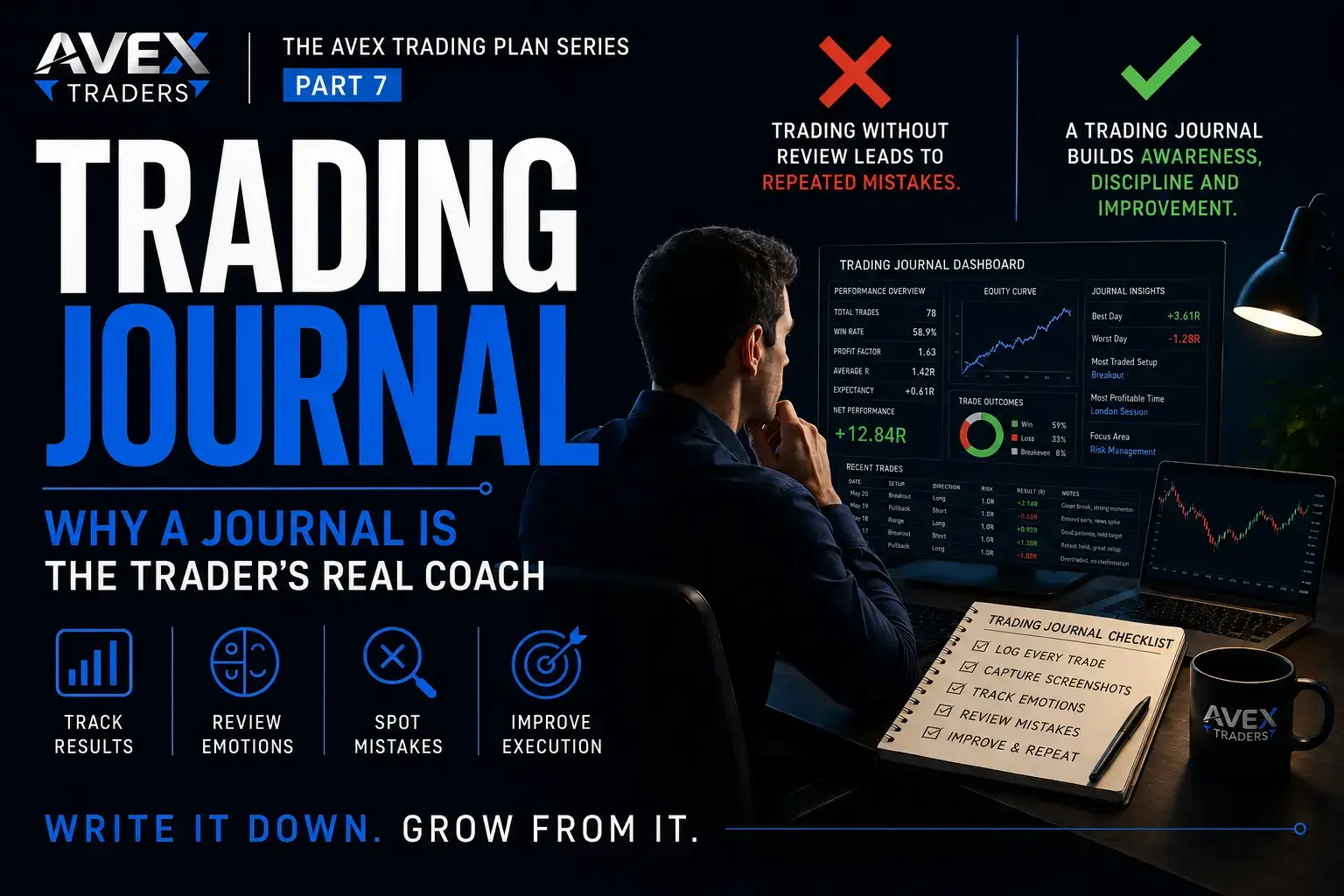 trading journal trader coach Avex Traders